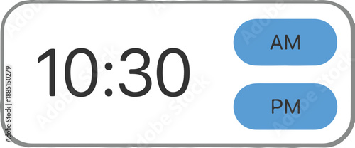 30 with AM and PM options on a sleek device screen