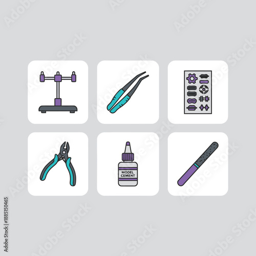 Professional Plastic Model Building Tool Kit with Precision Tweezers Nippers Model Cement Glue and Filing Tools for Hobbyists and Crafting