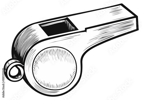 Illustration of a Whistle. Outline style for Sports, Safety, and Coaching Concepts