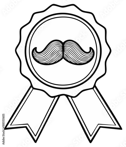 Vintage mustache award ribbon emblem illustration honoring facial hair for designs and icons celebration of masculine style and decoration