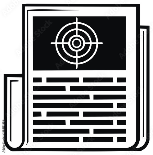 Newspaper Illustration with Target Symbol