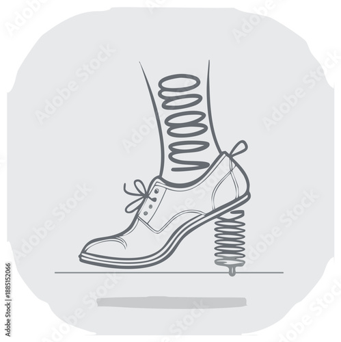 Cartoon shoe with spring sole bouncing person sketch