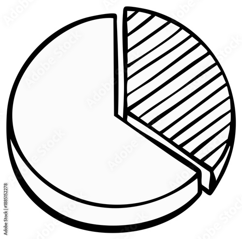 Hand Drawn Pie Chart Diagram with Slices Showing Statistical Data Division