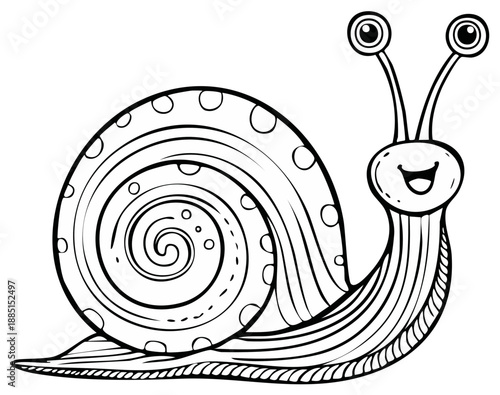 Stylized Snail Illustration Happy Cartoon Animal Smiling Vector Art Design