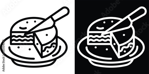 slicing Two-tone version in black and white background