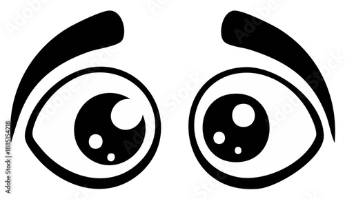 Cartoon Eyes Wide Open Showing Surprise and Wonder with Black Eyelids and Pupils