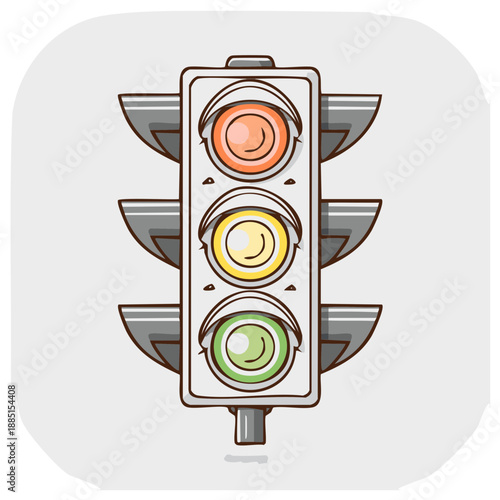 Traffic Light with Orange, Yellow, and Green Lights in Modern Minimalist Style Design