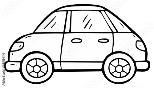 Outlined Cartoon Car Vector Illustration for Coloring and Educational Projects