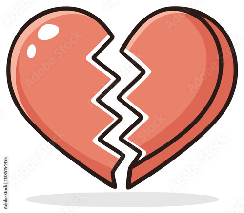 Animated Cartoon Broken Heart Symbol Illustrating Sadness and Heartbreak