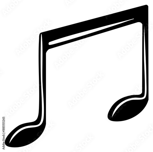 Black and white illustration of musical note symbol isolated
