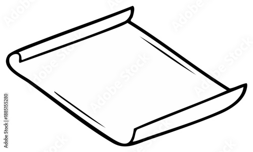 Blank paper document with curled edges simple doodle drawing vector illustration