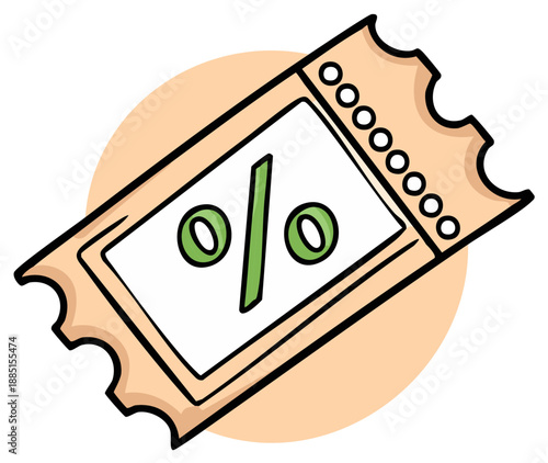 Discount Voucher with Percentage Sign Illustration for Sales and Savings