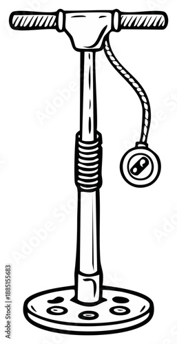 Hand Drawn Illustration of an Air Pump for Inflating Tires on Bikes or Vehicles