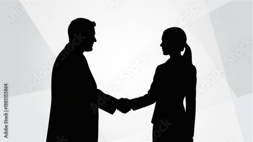 Business handshake silhouette of two people meeting.