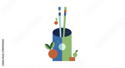 Abstract chopsticks in a holder illustration