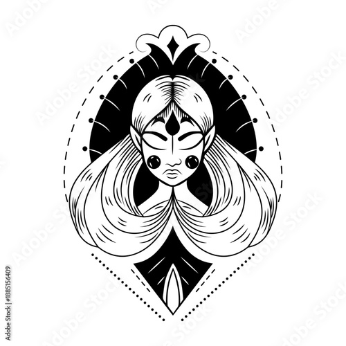 A glyph style illustration of garden spirit symbol
