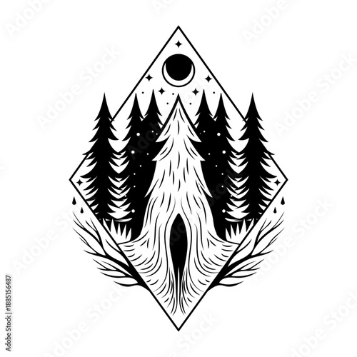 A solid style illustration of woodland nature symbol
