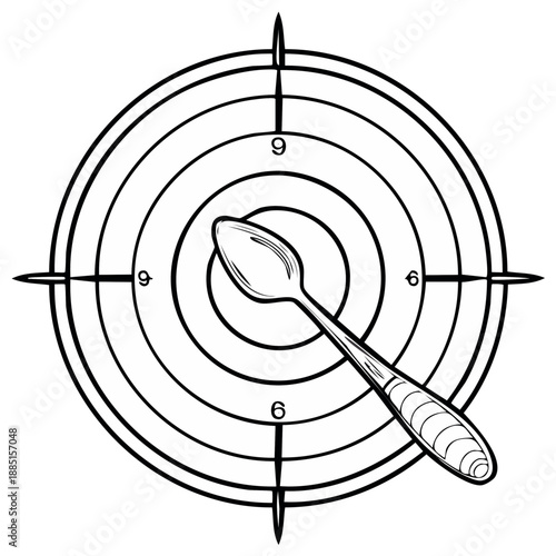 Spoon superimposed on a target bullseye illustration