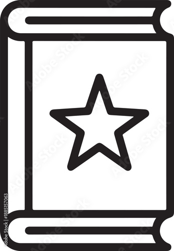 An illustration of a star icon on a book or certificate template viewed from the front with a simple and clean design