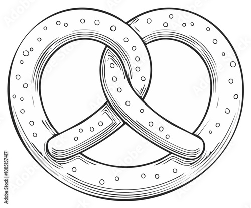 Traditional Knot Shaped Baked Pretzel Snack with Small Salt Crystals