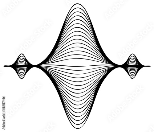 Abstract sound wave pattern with symmetrical ripples and expanding central form