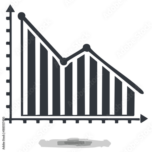 Business graph chart showing descending trend and financial decline icon illustration