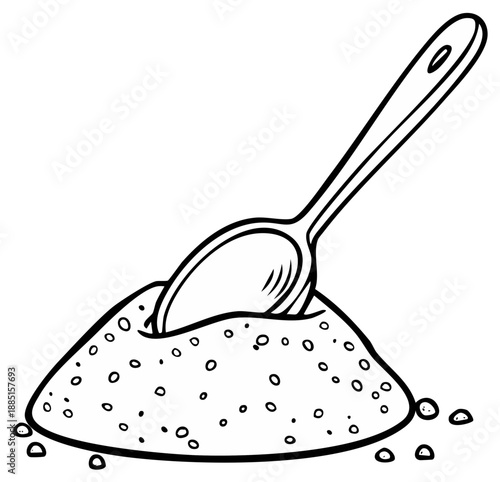 Simple Spoon Scooping Granulated Sugar or Salt from a Pile