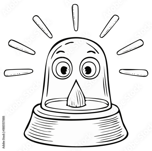 Cartoon Emergency Light with Face Outline. Illustration of siren or warning beacon.
