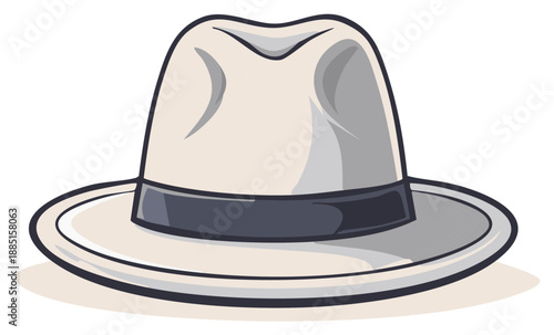 Classic White Fedora Hat with Dark Band