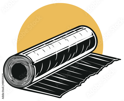 Linoleum Roll Graphic Illustration for Flooring Material Advertisement Promotion