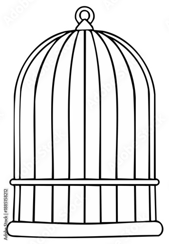 Illustrative Outline of a Rounded Birdcage Symbolizing Confinement or Freedom with Simple Black Lines