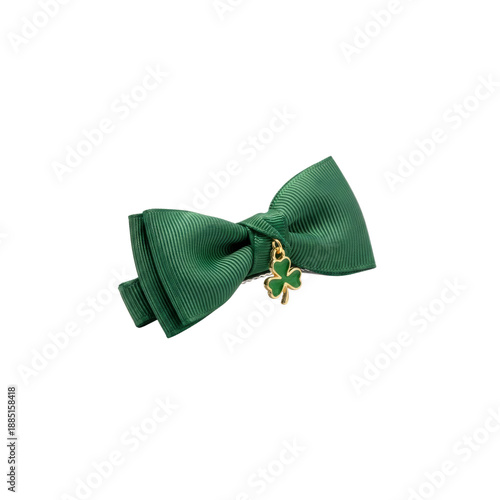 Green bow tie hair clip with shamrock