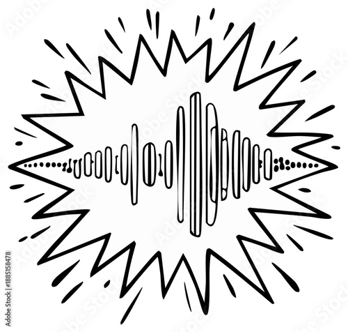 Abstract illustration of a sound wave with surrounding burst effect