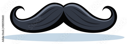 Cartoon mustache clip art black with curved ends vintage style isolated