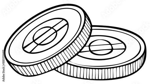 Stylized coins illustration outlined drawing for games or ancient currency or historical finance