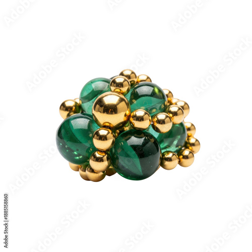Green marbles and gold beads