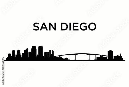 San Diego California skyline silhouette isolated vector illustration