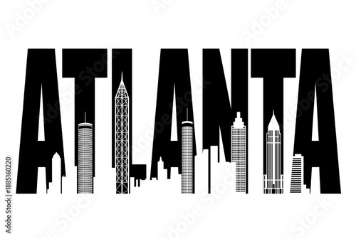 Atlanta city skyline typographic wordmark vector illustration