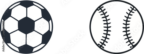 Soccer ball and baseball icons side by side