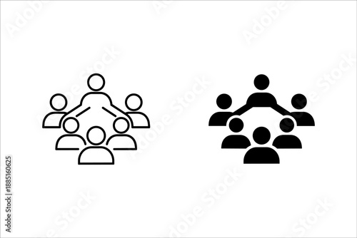 Two Hierarchical Organizational Charts with White and Black Silhouettes of People