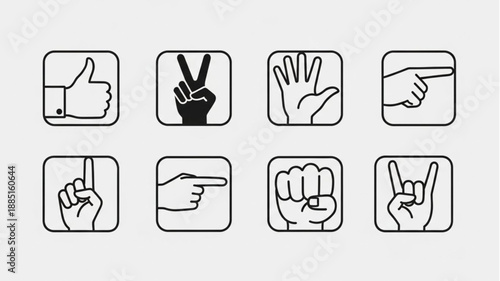 Collection of Hand Gestures Icons Vector Illustration.