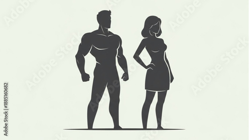 Superhero Couple Silhouette Standing Together.