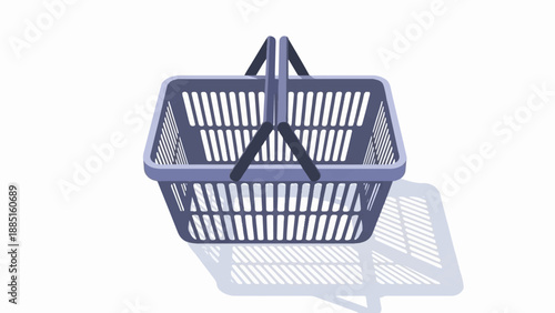 A purple basket with handles sits on a white background with a shadow