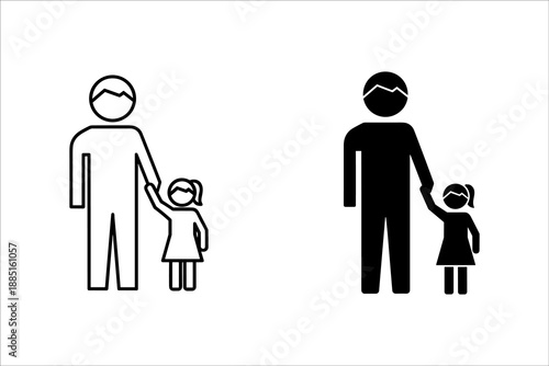 Family of four with two children holding hands with parents in black and white four people
