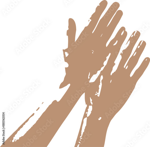 Pair of caucasian hands isolated on a transparent background captured just before or during a moment of enthusiastic applause or gentle clapping recognition