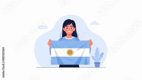A person holds an Argentinian flag, symbolizing national pride and identity