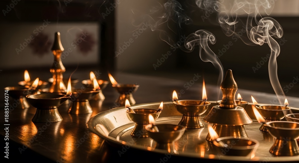 Obraz premium Pooja Thali Decoration set, made by Ai