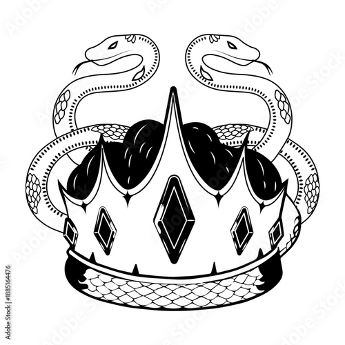 A filled style illustration of skull book magic
