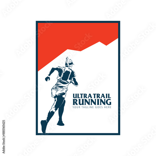 ultra trail run logo vector image