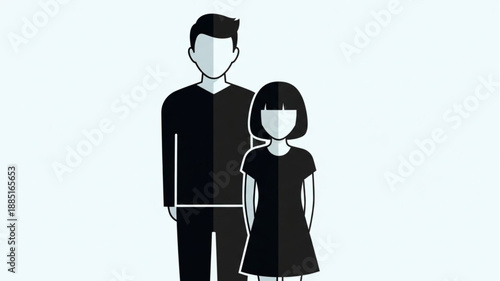 Father and Daughter Silhouette Standing Together.